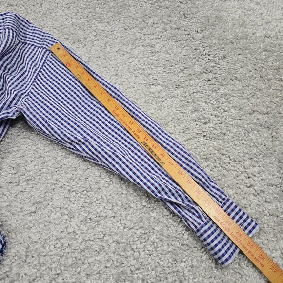 Robert Graham Shirt Mens XL Blue Plaid Ribbon Flip Cuffs Button‎ Up Long Sleeve - Picture 11 of 12